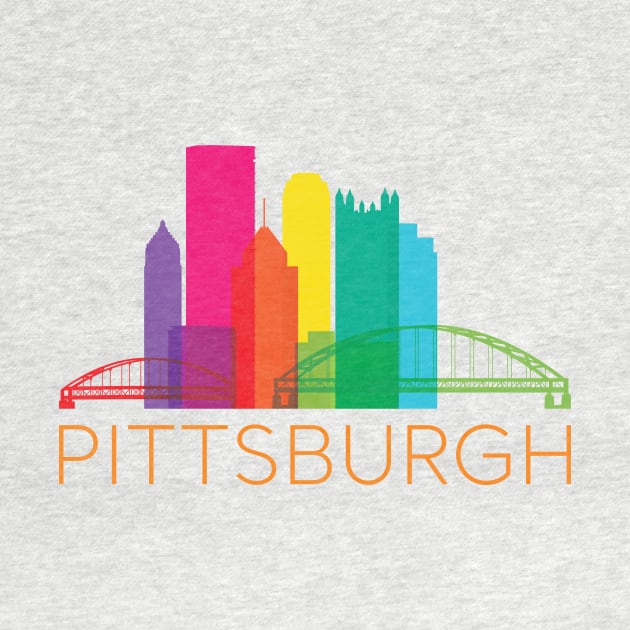 Pittsburgh Fun Rainbow Skyline by polliadesign